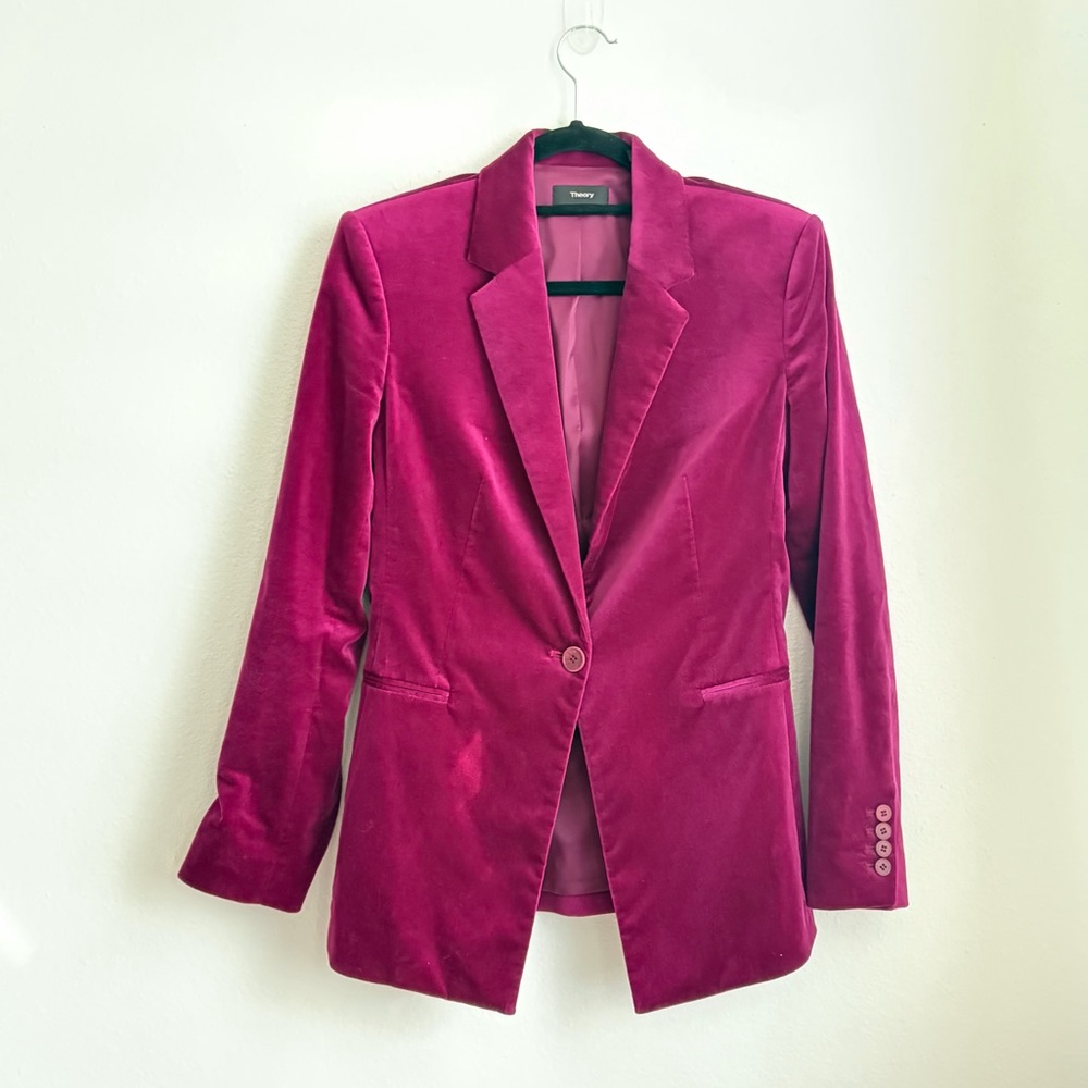 Theory Women's Velvet Fuchsia Power Jacket